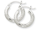 FJC Finejewelers 10k White Gold Satin and Bright-cut 3mm Round Hoop Earrings