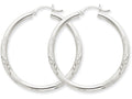 FJC Finejewelers 10k White Gold Satin and Bright-cut 3mm Round Hoop Earrings