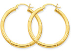 FJC Finejewelers 10k Satin and Bright-cut 3mm Round Hoop Earrings