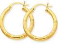 FJC Finejewelers 10k Satin and Bright-cut 3mm Round Hoop Earrings