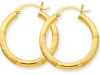 FJC Finejewelers 10k Satin and Bright-cut 3mm Round Hoop Earrings
