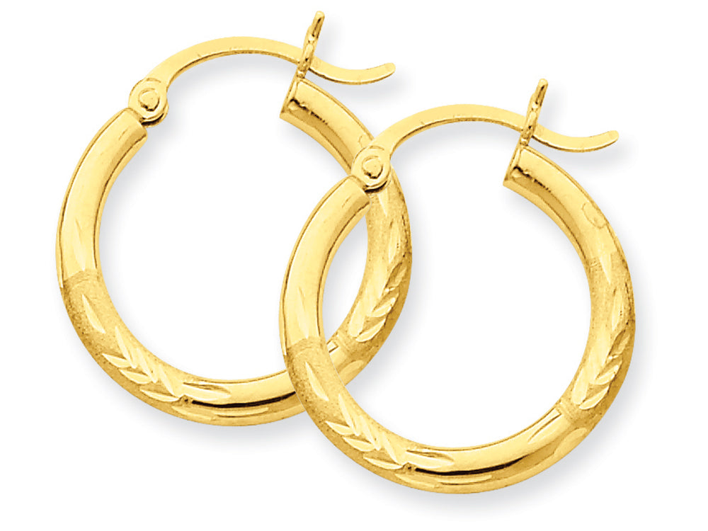 FJC Finejewelers 10k Satin and Bright-cut 3mm Round Hoop Earrings