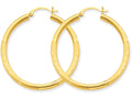 FJC Finejewelers 10k Satin and Bright-cut 3mm Round Hoop Earrings