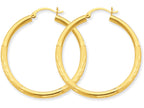 FJC Finejewelers 10k Satin and Bright-cut 3mm Round Hoop Earrings