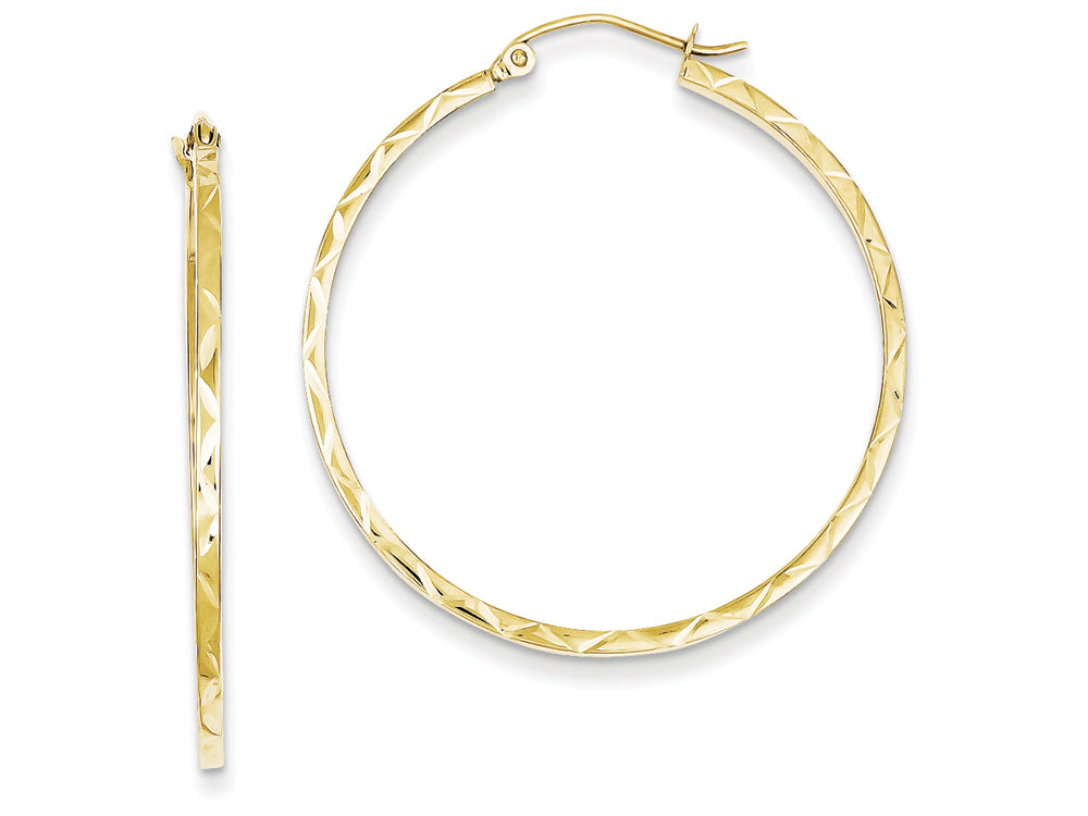 FJC Finejewelers 10k 1.5x35mm Bright Cut Hoop Earrings