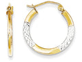FJC Finejewelers 10k and Rhodium Bright Cut 2.5x20mm Hoop Earrings