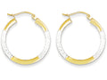 FJC Finejewelers 10k and Rhodium Bright Cut 2.5x20mm Hoop Earrings