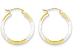 FJC Finejewelers 10k and Rhodium Bright Cut 2.5x20mm Hoop Earrings