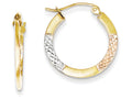 FJC Finejewelers 10k Yellow Gold with White and Rose Rhodium Bright Cut 2.5x20mm Hoop Earrings