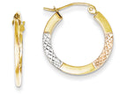 FJC Finejewelers 10k Yellow Gold with White and Rose Rhodium Bright Cut 2.5x20mm Hoop Earrings