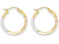 FJC Finejewelers 10k Yellow Gold with White and Rose Rhodium Bright Cut 2.5x25mm Hoop Earrings