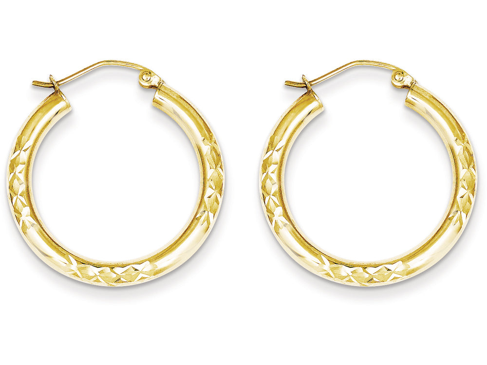 FJC Finejewelers 10k Bright Cut 3x25mm Hollow Tube Hoop Earrings