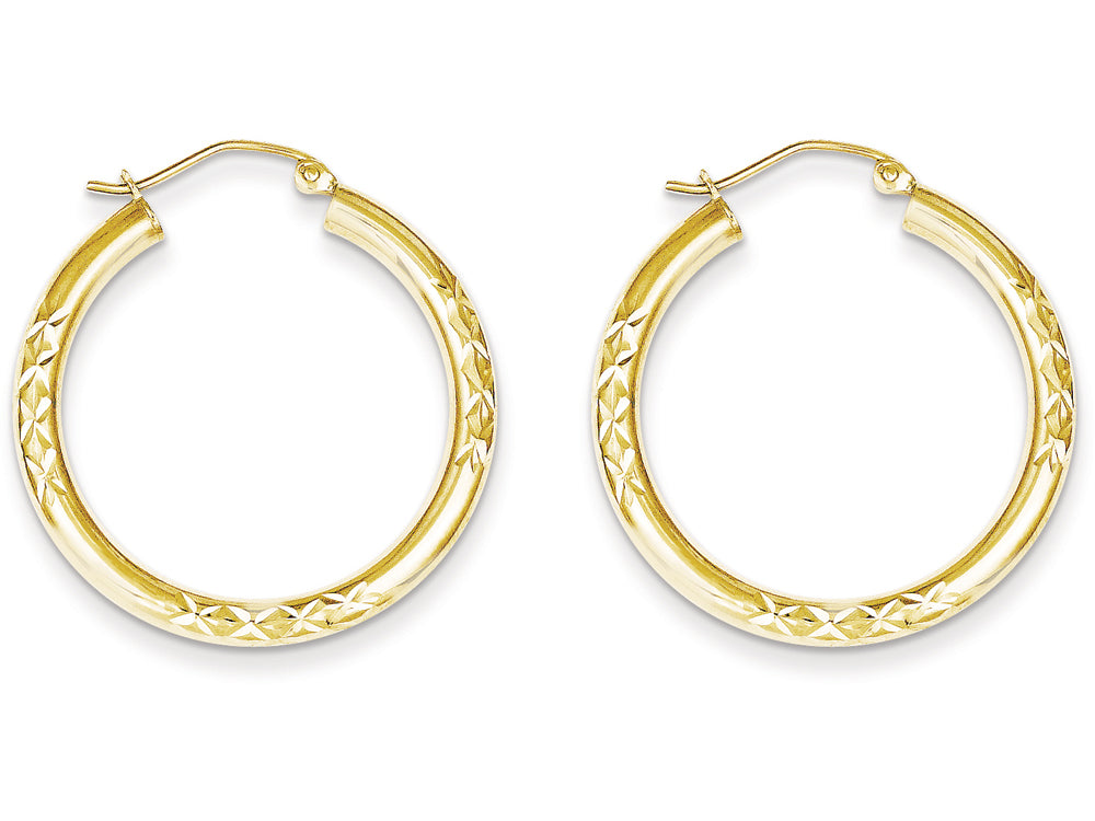 FJC Finejewelers 10k Bright Cut 3x30mm Hollow Tube Hoop Earrings