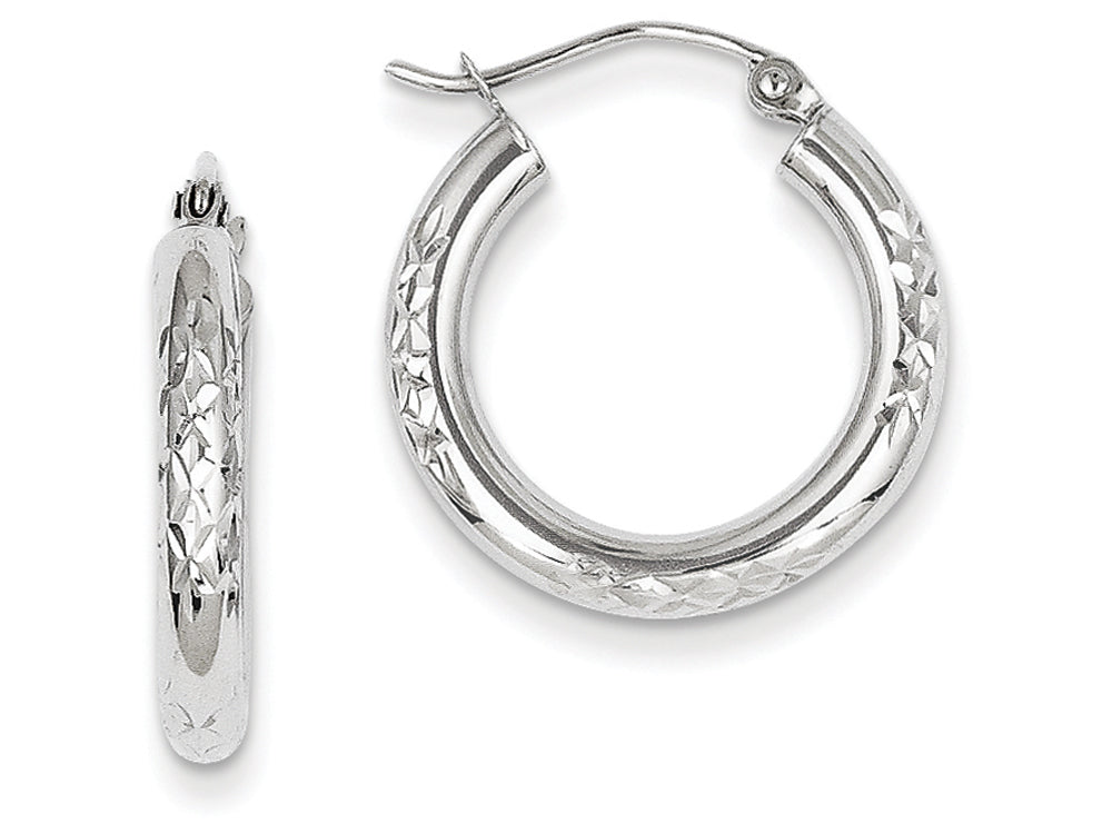 FJC Finejewelers 10k White Gold Bright Cut 3mm Hoop Earrings