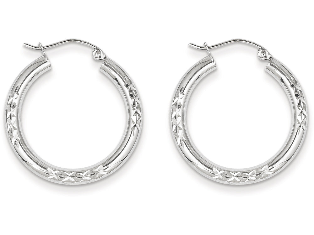 FJC Finejewelers 10k White Gold Bright Cut 3mm Hoop Earrings