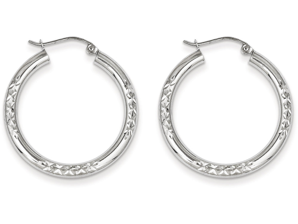 FJC Finejewelers 10k White Gold Cut 3mm Hoop Earrings