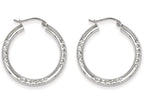 FJC Finejewelers 10k White Gold Cut 3mm Hoop Earrings