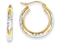 FJC Finejewelers 10k and Rhodium Bright Cut 3mm Hoop Earrings