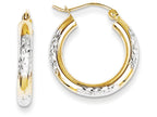 FJC Finejewelers 10k and Rhodium Bright Cut 3mm Hoop Earrings