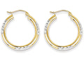 FJC Finejewelers 10k and Rhodium Bright Cut 3mm Hoop Earrings