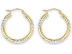 FJC Finejewelers 10k and Rhodium Bright Cut 3mm Hoop Earrings
