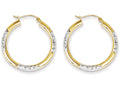 FJC Finejewelers 10k and Rhodium Bright Cut 3mm Hoop Earrings
