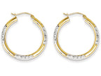 FJC Finejewelers 10k and Rhodium Bright Cut 3mm Hoop Earrings
