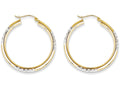 FJC Finejewelers 10k and Rhodium Bright Cut 3mm Hoop Earrings