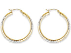 FJC Finejewelers 10k and Rhodium Bright Cut 3mm Hoop Earrings
