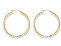 FJC Finejewelers 10k and Rhodium Bright Cut 3mm Hoop Earrings