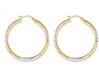 FJC Finejewelers 10k and Rhodium Bright Cut 3mm Hoop Earrings