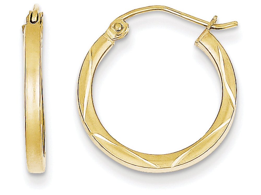 FJC Finejewelers 10k Satin Bright Cut 2x20mm Hoop Earrings