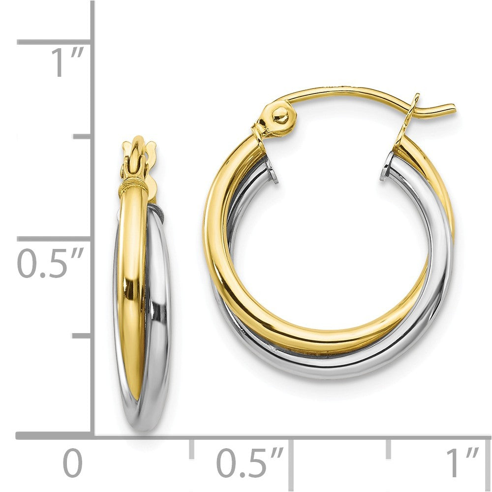 FJC Finejewelers 10k Yellow and White Gold Textured Twist Hoop Earrings