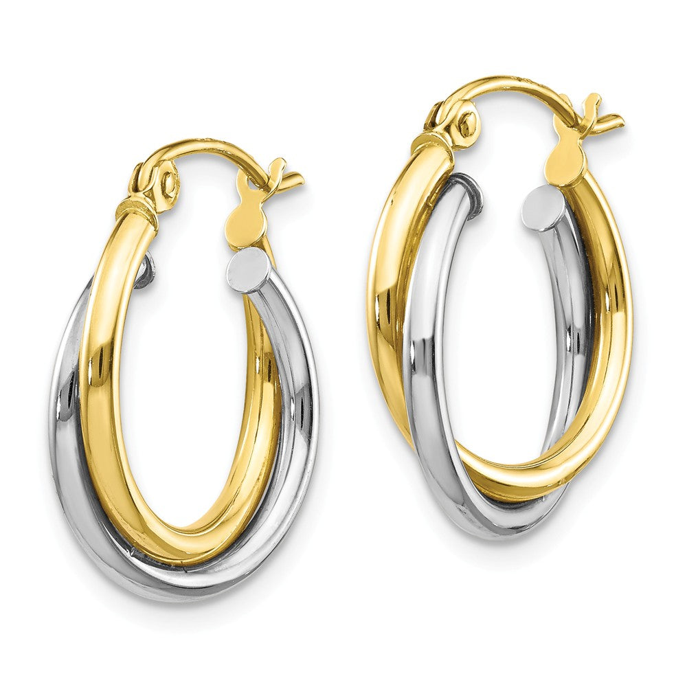 FJC Finejewelers 10k Yellow and White Gold Textured Twist Hoop Earrings