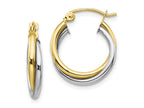 FJC Finejewelers 10k Yellow and White Gold Textured Twist Hoop Earrings