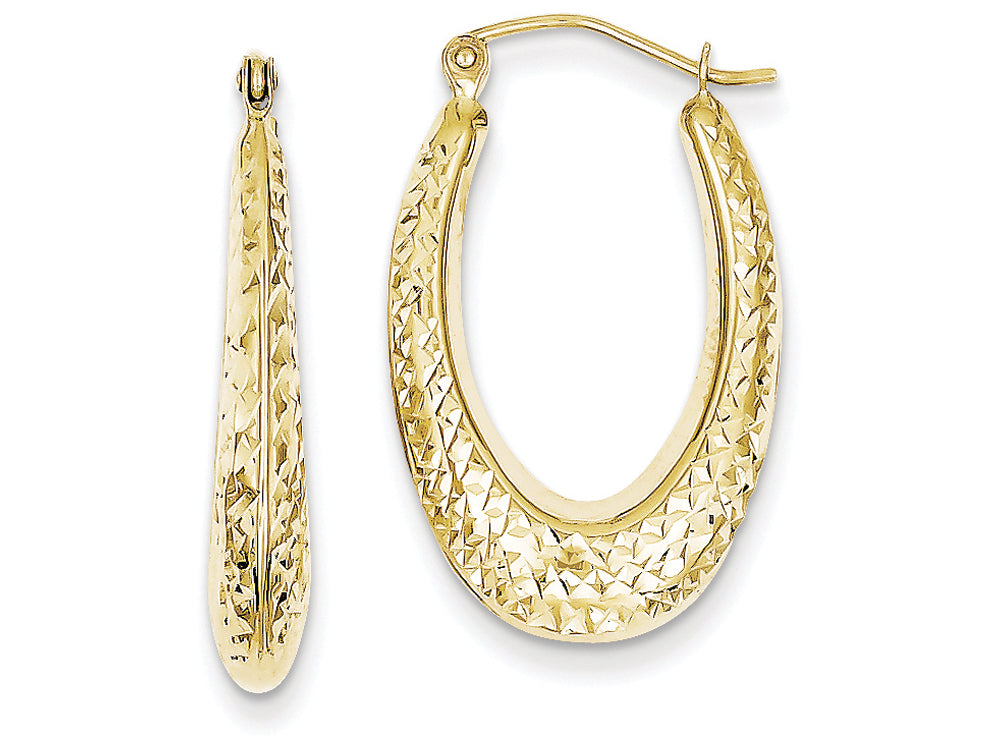FJC Finejewelers 10k Textured Oval Hollow Hoop Earrings
