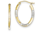 FJC Finejewelers 10k and Rhodium Bright Cut Oval Hoop Earrings