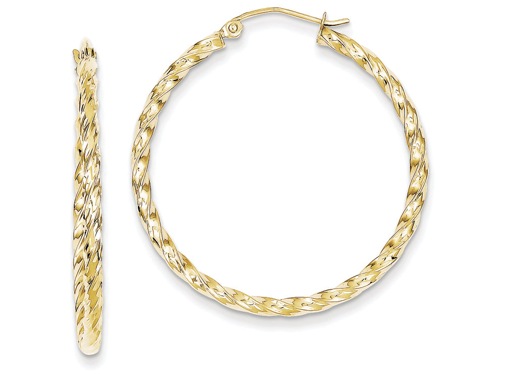 FJC Finejewelers 10k Twisted Bright Cut 35mm Hoop Earrings