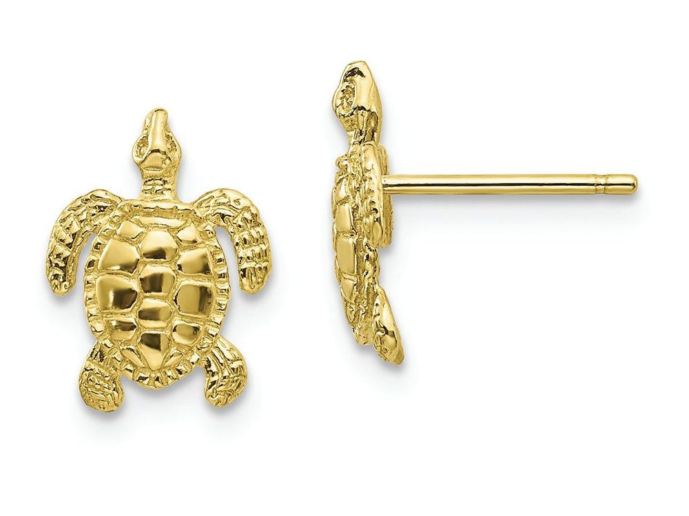 FJC Finejewelers 10k Yellow Gold Sea Turtle Post Earrings Polish Textured