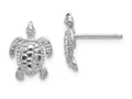 FJC Finejewelers 10k White Gold Sea Turtle Post Earrings Polish Textured