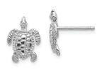 FJC Finejewelers 10k White Gold Sea Turtle Post Earrings Polish Textured