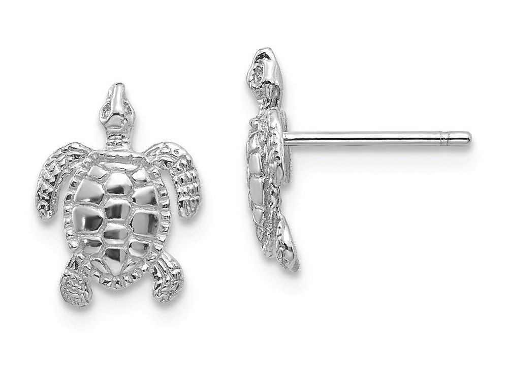 FJC Finejewelers 10k White Gold Sea Turtle Post Earrings Polish Textured