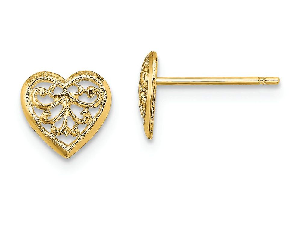 FJC Finejewelers 10k Yellow Gold Filigree Heart Post Earrings