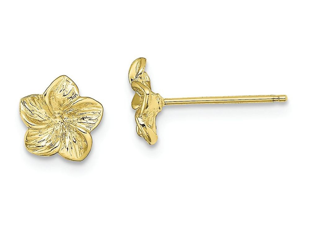 FJC Finejewelers 10k Yellow Gold Single Flower Post Earrings Plumeria
