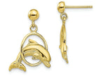 FJC Finejewelers 10k Yellow Gold Dolphin Jumping Thru Hoop Dangle Earrings
