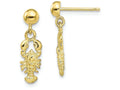 FJC Finejewelers 10k Yellow Gold Lobster Dangle Earrings with Ball Post