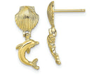 FJC Finejewelers 10k Yellow Gold Dolphin Dangle From Mini Scallop Earrings