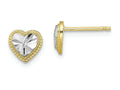 FJC Finejewelers 10k Yellow Gold with with Rhodium Heart Earrings Bright Cut Center