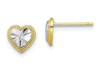 FJC Finejewelers 10k Yellow Gold with with Rhodium Heart Earrings Bright Cut Center
