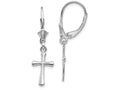 FJC Finejewelers 10k White Gold Lever Back Cross Earrings